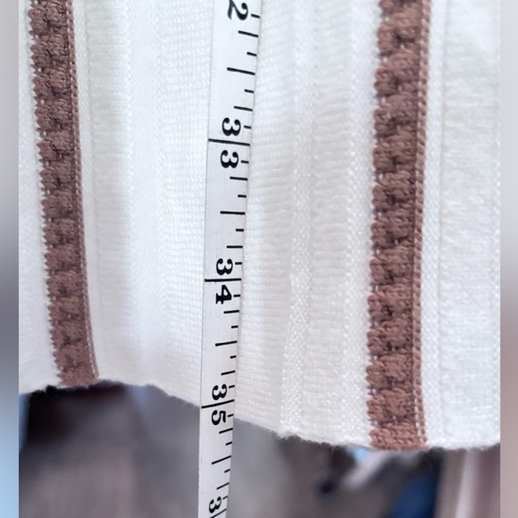 A-Line Sweater Dress cream and tan vertical stripes - Picture 8 of 16